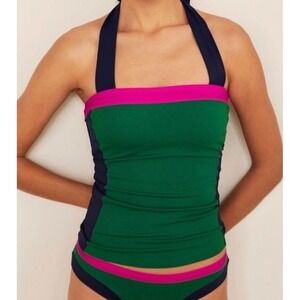 NWT Boden Santorini Swim Tankini Top Halter Colorblock Green Pink Blue Size US 8
